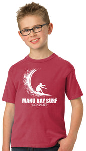 Manu Bay Surf Company WAVE Kids 100% Cotton Surfing Tee Shirt - Yoga Clothing for You