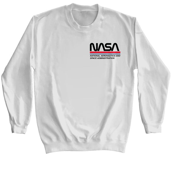 NASA Red White and Blue Stripe Chest Print White Sweatshirt