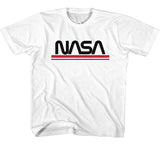 NASA Kids T-Shirt Red White and Blue Worm Logo Tee