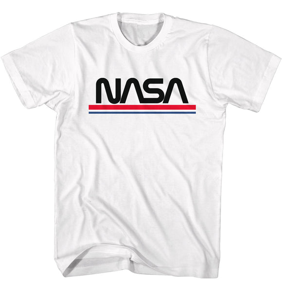 NASA Red White and Blue Worm Logo White Tall T-shirt