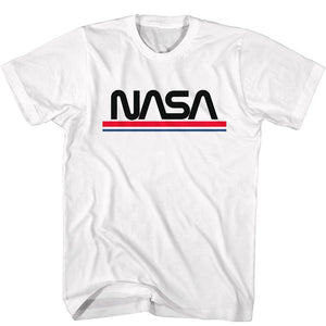 NASA Red White and Blue Worm Logo White T-shirt