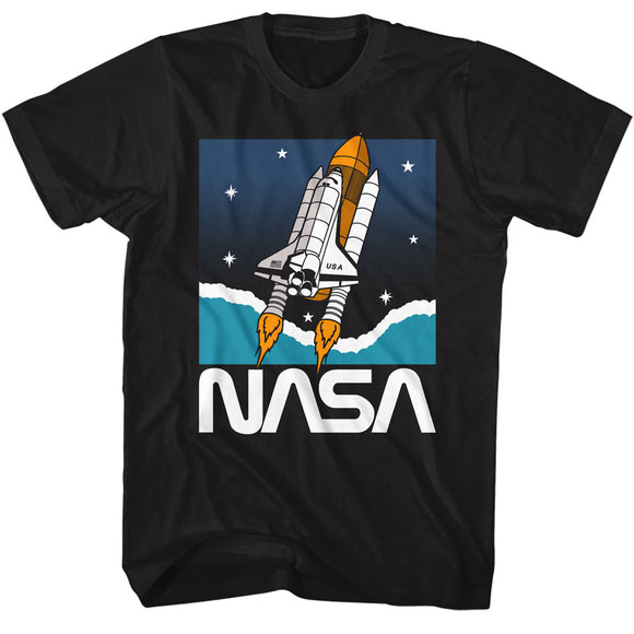 NASA Shuttle in Space Black Tall T-shirt