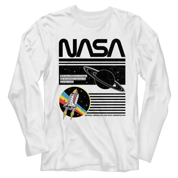 NASA Long Sleeve T-Shirt Saturn White Tee