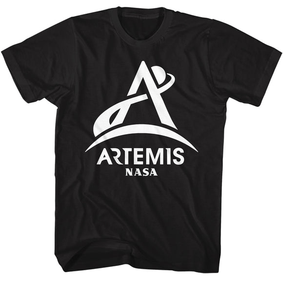 NASA White Artemis Logo Black T-shirt