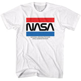 NASA Red White and Blue Stripes Logo White T-shirt