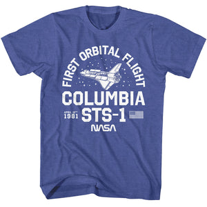 NASA First Orbital Flight Royal Heather T-shirt