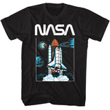 NASA Planets in Space Black T-shirt