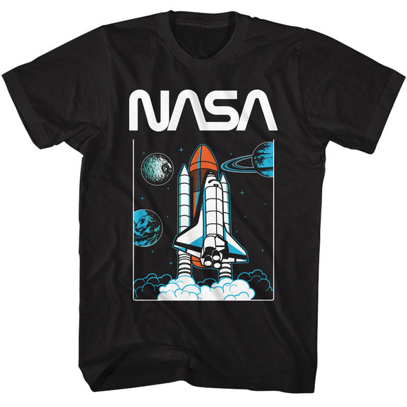 NASA Planets in Space Black Tall T-shirt