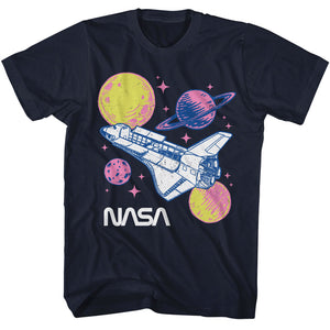 NASA Pastel Planets Navy Tall T-shirt