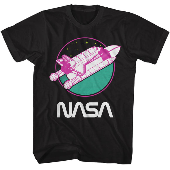 NASA Neon Orbiter Black T-shirt