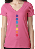 Ladies "Glowing Chakras" Lightweight V-neck Tee - Yoga Clothing for You