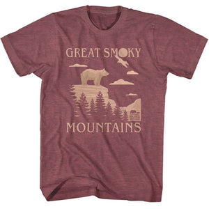 Great Smoky Mountains Silhouette Maroon Heather T-shirt