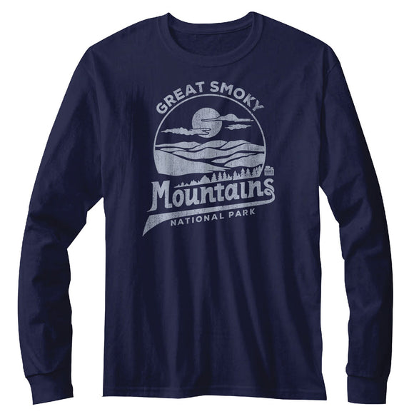Great Smoky Mountains National Park Sky View Long Sleeve T-Shirt Navy