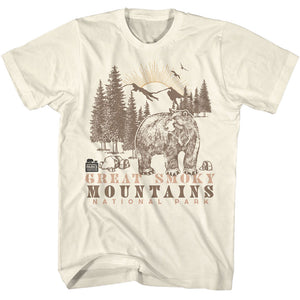 Smoky Mountain Bear and Trees Natural T-shirt