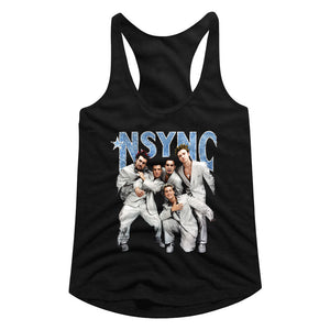 NSYNC Ladies Racerback Tanktop Strike a Pose Black Tank - Yoga Clothing for You
