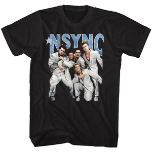 NSYNC T-Shirt Strike a Pose Black Tee - Yoga Clothing for You
