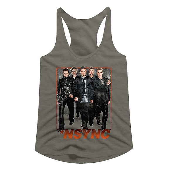 Nsync Ladies Racerback Tanktop Distressed Group Photo Tank