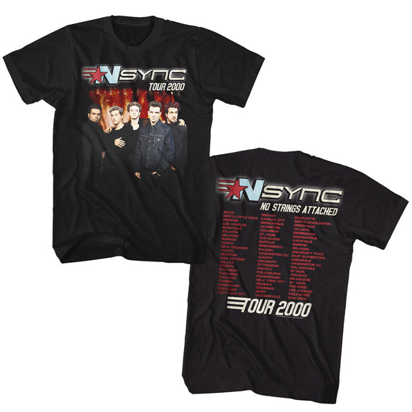Nsync No Strings Attached Tour Black T-shirt Front & Back