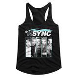 Nsync Ladies Racerback Tanktop Black and White Portraits Tank