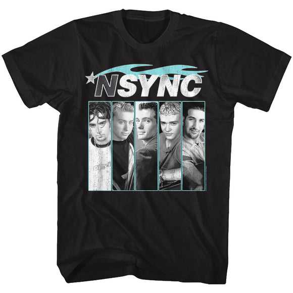 Nsync Black and White Portraits Black T-shirt