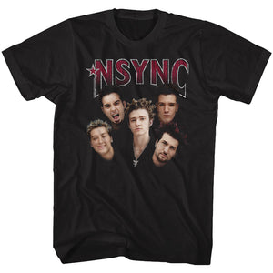Nsync Group Head Shots Black Tall T-shirt