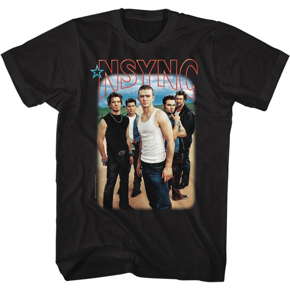 Nsync Outdoor Group Photo Black Tall T-shirt