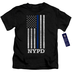 NYPD Boys T-Shirt Thin Blue Line American Flag Black Tee - Yoga Clothing for You