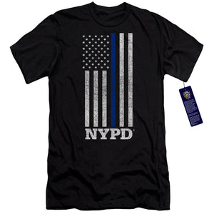NYPD Premium Canvas T-Shirt Thin Blue Line American Flag Black Tee - Yoga Clothing for You