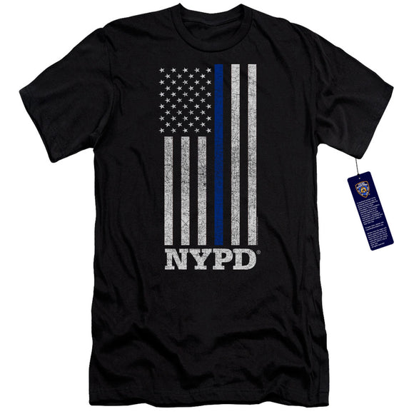 NYPD Slim Fit T-Shirt Thin Blue Line American Flag Black Tee - Yoga Clothing for You