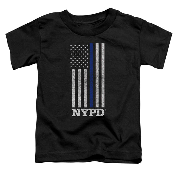 NYPD Toddler T-Shirt Thin Blue Line American Flag Black Tee - Yoga Clothing for You