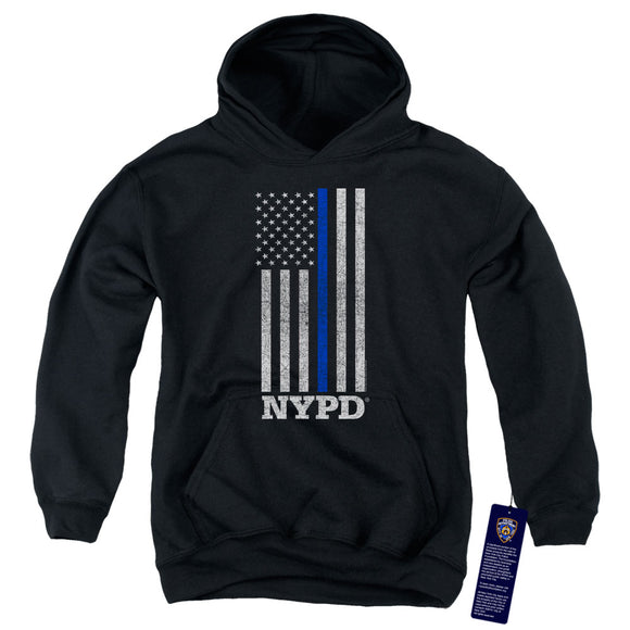NYPD Kids Hoodie Thin Blue Line American Flag Black Hoody - Yoga Clothing for You