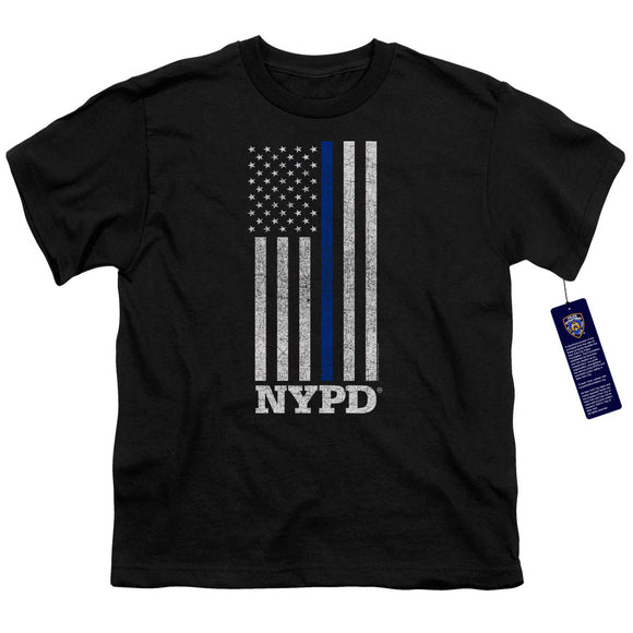 NYPD Kids T-Shirt Thin Blue Line American Flag Black Tee - Yoga Clothing for You