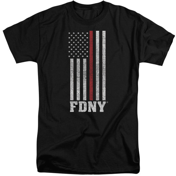 FDNY Tall T-Shirt Thin Red Line American Flag Black Tee - Yoga Clothing for You