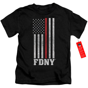 FDNY Boys T-Shirt Thin Red Line American Flag Black Tee - Yoga Clothing for You