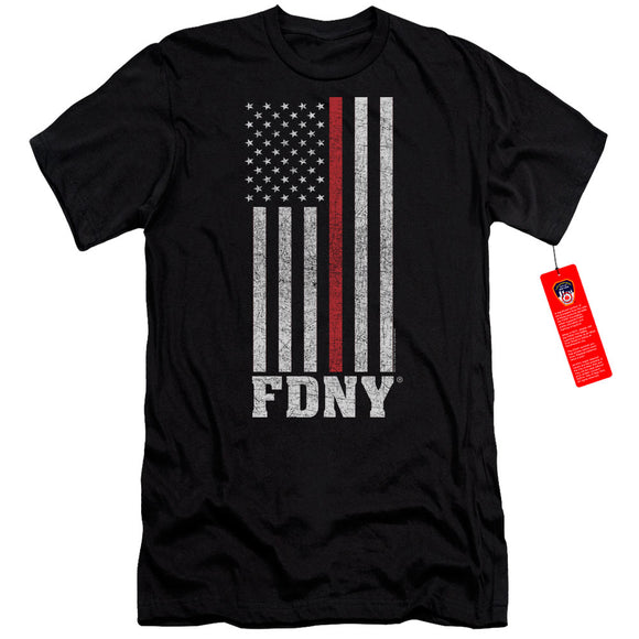 FDNY Slim Fit T-Shirt Thin Red Line American Flag Black Tee - Yoga Clothing for You