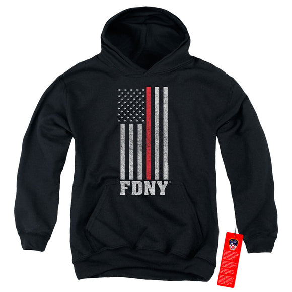 FDNY Kids Hoodie Thin Red Line American Flag Black Hoody - Yoga Clothing for You