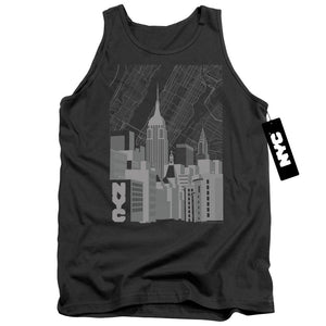 NYC Tanktop Manhattan Monochrome Buildings Charcoal Tank - Yoga Clothing for You