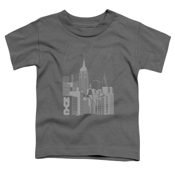 NYC Toddler T-Shirt Manhattan Monochrome Buildings Charcoal Tee - Yoga Clothing for You