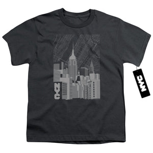 NYC Kids T-Shirt Manhattan Monochrome Buildings Charcoal Tee - Yoga Clothing for You