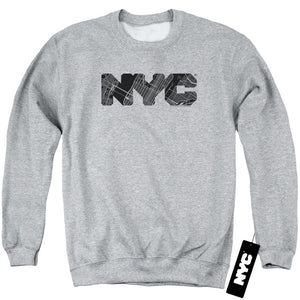 NYC Sweatshirt Text Map Fill Heather Pullover - Yoga Clothing for You