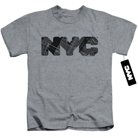 NYC Boys T-Shirt Text Map Fill Heather Tee - Yoga Clothing for You