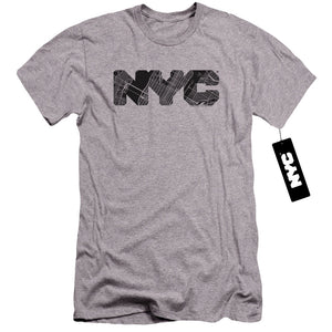 NYC Premium Canvas T-Shirt Text Map Fill Heather Tee - Yoga Clothing for You