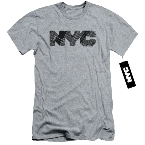 NYC Slim Fit T-Shirt Text Map Fill Heather Tee - Yoga Clothing for You