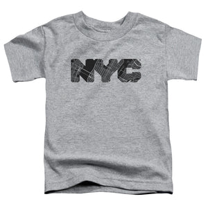 NYC Toddler T-Shirt Text Map Fill Heather Tee - Yoga Clothing for You
