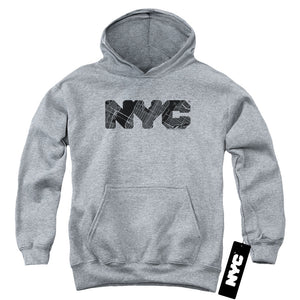 NYC Kids Hoodie Text Map Fill Heather Hoody - Yoga Clothing for You