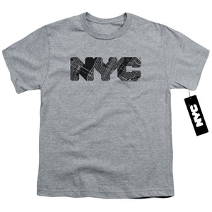 NYC Kids T-Shirt Text Map Fill Heather Tee - Yoga Clothing for You