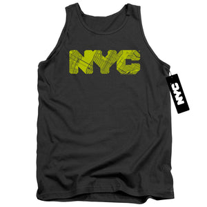 NYC Tanktop Text Lime Map Fill Charcoal Tank - Yoga Clothing for You