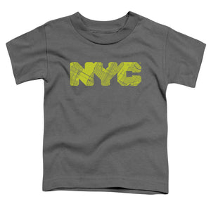 NYC Toddler T-Shirt Text Lime Map Fill Charcoal Tee - Yoga Clothing for You