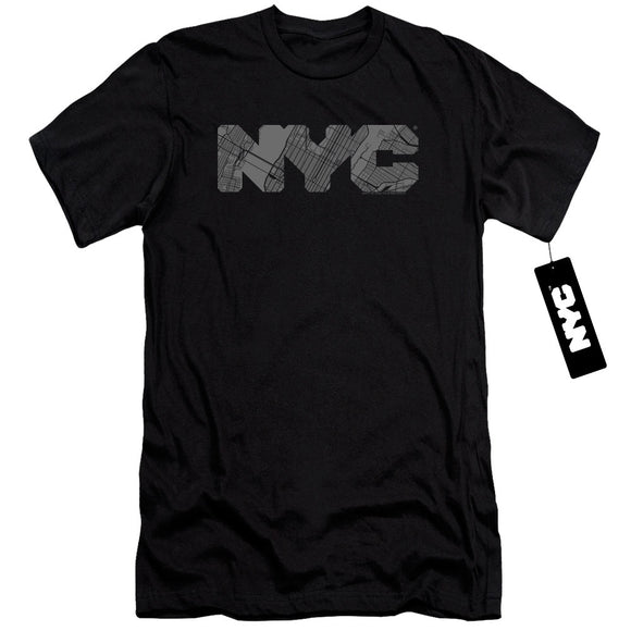 NYC Premium Canvas T-Shirt Grey Text Map Fill Black Tee - Yoga Clothing for You
