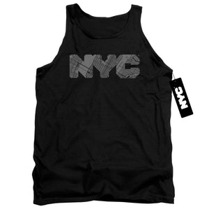 NYC Tanktop Grey Text Map Fill Black Tank - Yoga Clothing for You